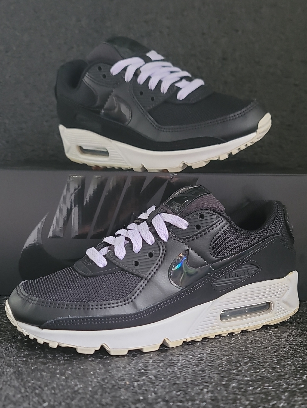 Nike Air Max 90 'Twist' "Black Iridescent/purple" Wmns US 6 Fast Shipping